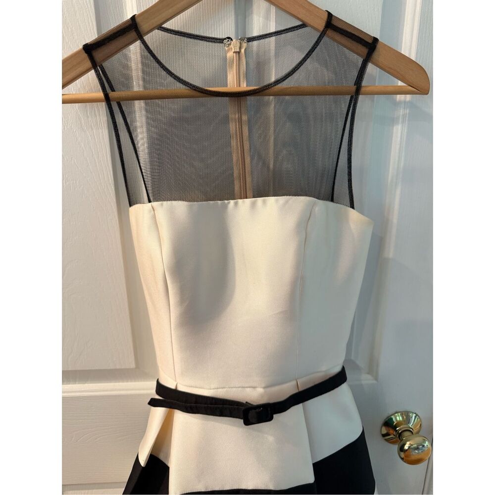 Mac Duggal Black & White Color Block Net Top Back… - image 4